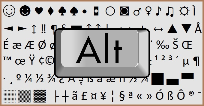 Alt Tuşuyla Yapılan Karakterler | Alt Tuşuyla Yapılan Semboller | Alt Tuşuyla Yapılan Emojiler | Alt Tuşuyla Yapılan Şekiller | Alt Tuşuyla Yapılan Simgeler